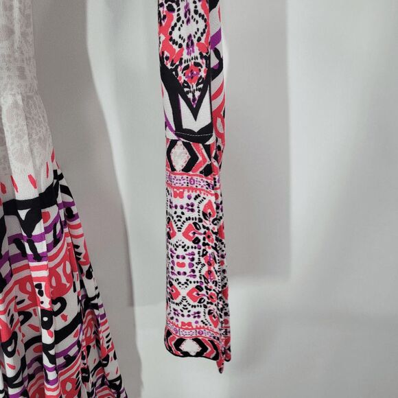 Free People Tegan Border Print Mini Dress Ivory Bell Sleeves Tunic Multicolor 0 - Picture 4 of 10